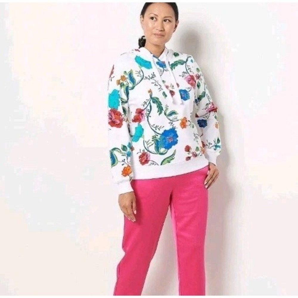 J Jason Wu Floral Printed French Terry Hoodie Sz XS